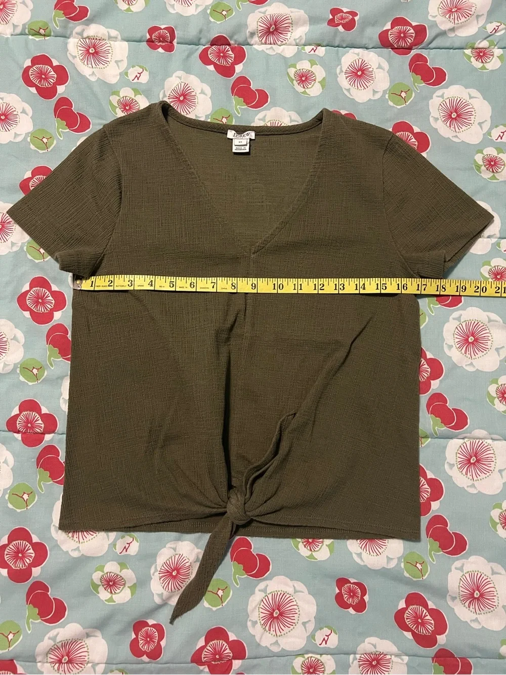 J. Crew Olive Tie-Front V-Neck size XS